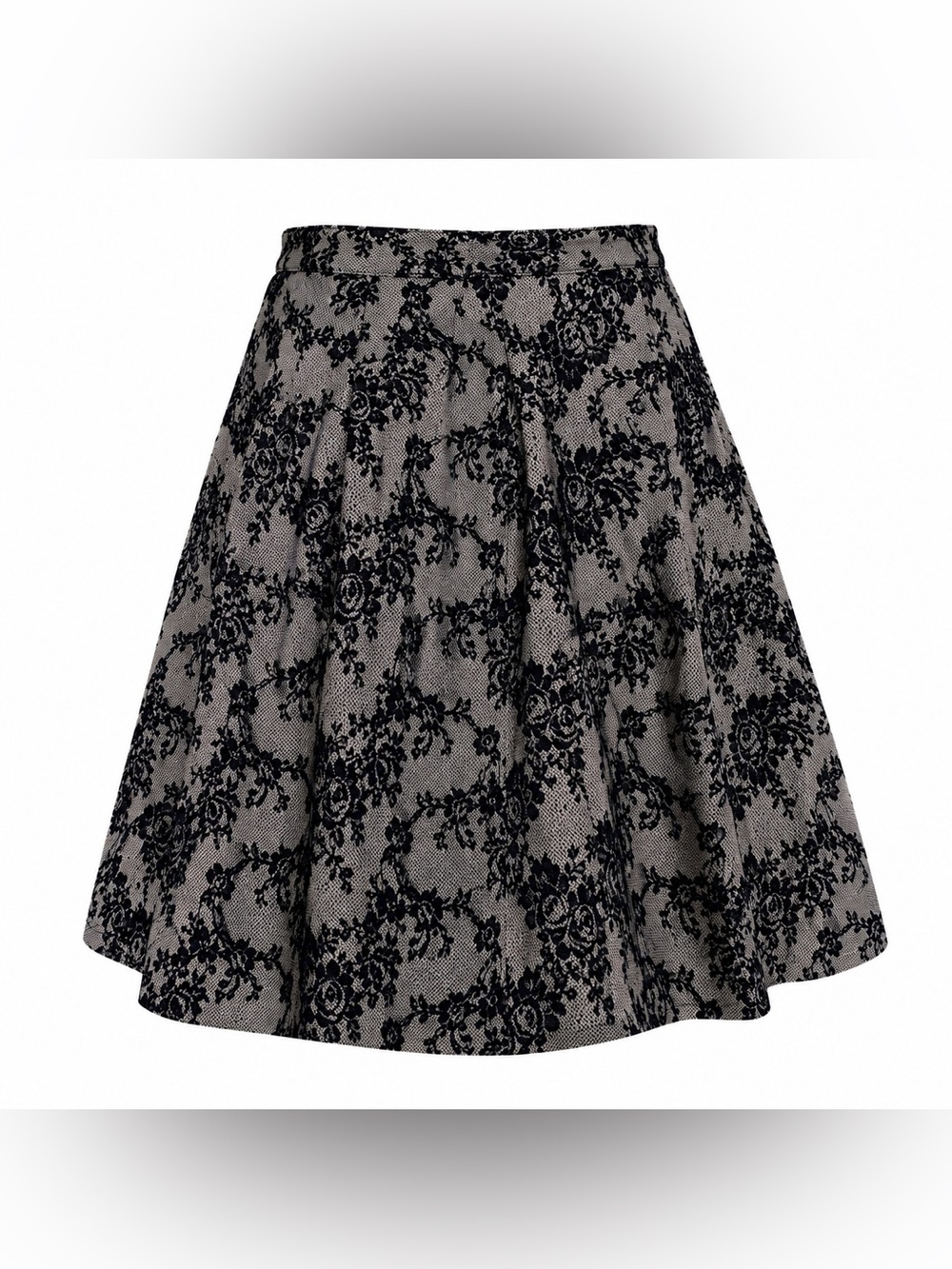 Christopher & Banks Romantic Lace Design Gray Skater Skirt